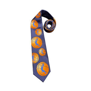 Wild Ties Mens Basketball Themed Tie 100% Silk Hand Made Dark Blue One Size RARE